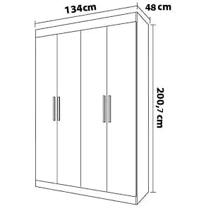 Miniatura Guarda-Roupa Casal Bartira Ville 4 Portas de Bater 2 Gavetas Internas MDP - 134cm de Largura Avelã/Capuccino