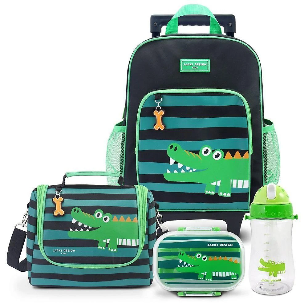 Kit Passeio Infantil Com Mochila De Rodinha E Lancheira Jacki Design Verde
