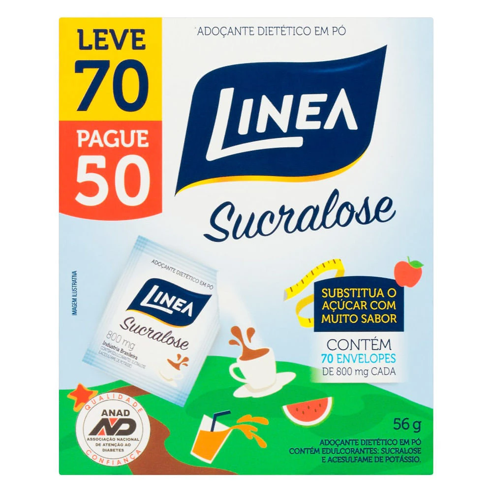 Adoçante Linea Sucralose Pó 56g Leve 70 Pague 50 Unidades