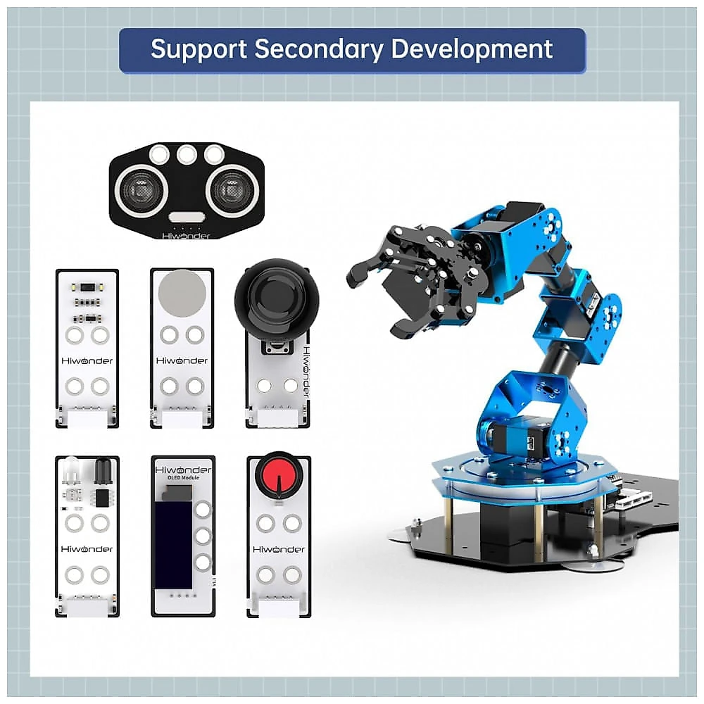 Hiwonder Braço Robótico xArm ESP32 Open-Source Cinza – Kit de Programação MicroPython & Desenvolvimento Secundário