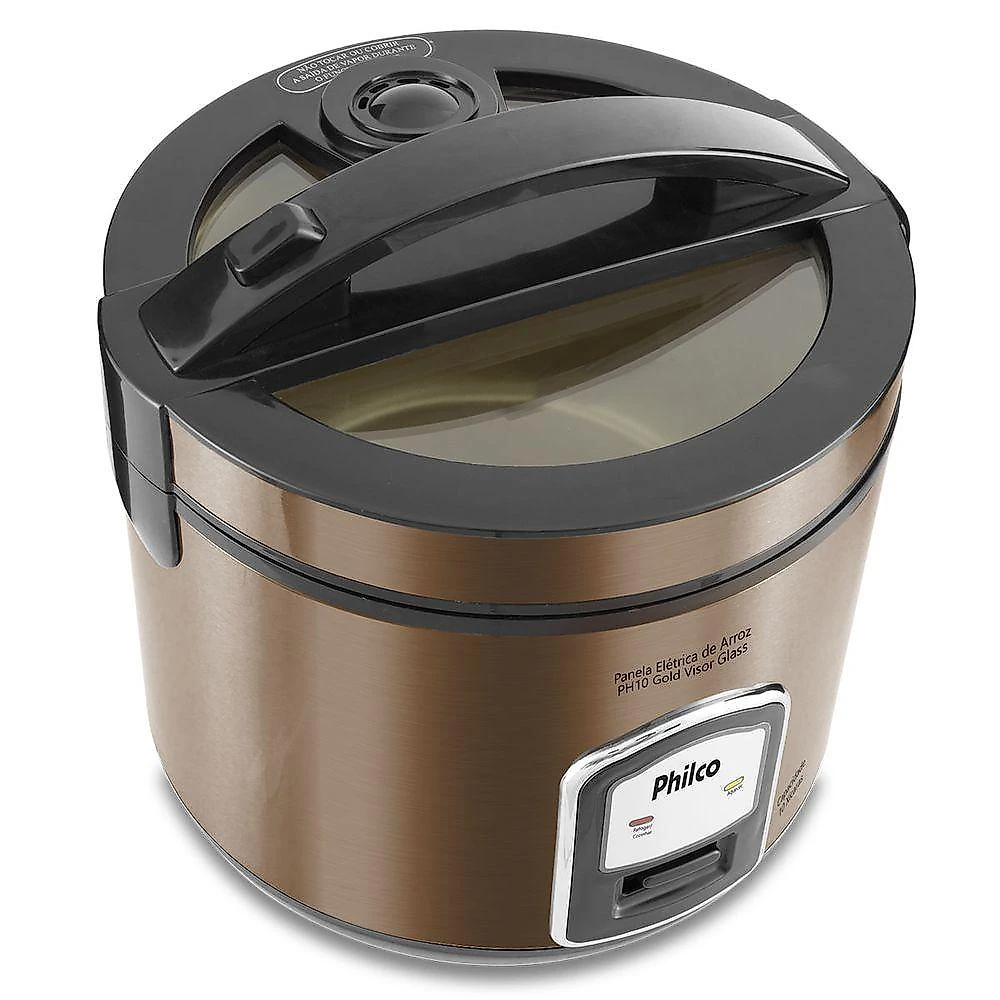 Panela de Arroz Philco PH10 Gold Visor Glass Maxx Gold 4L 800W Dourado 110V