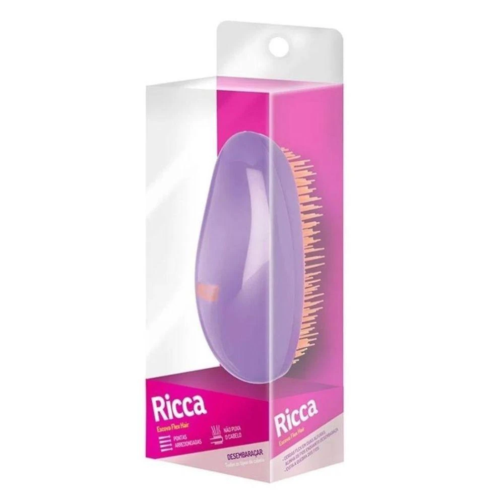 Escova de Cabelo Flex Hair No 118 Cerdas Dupla Altura Roxa Ricca