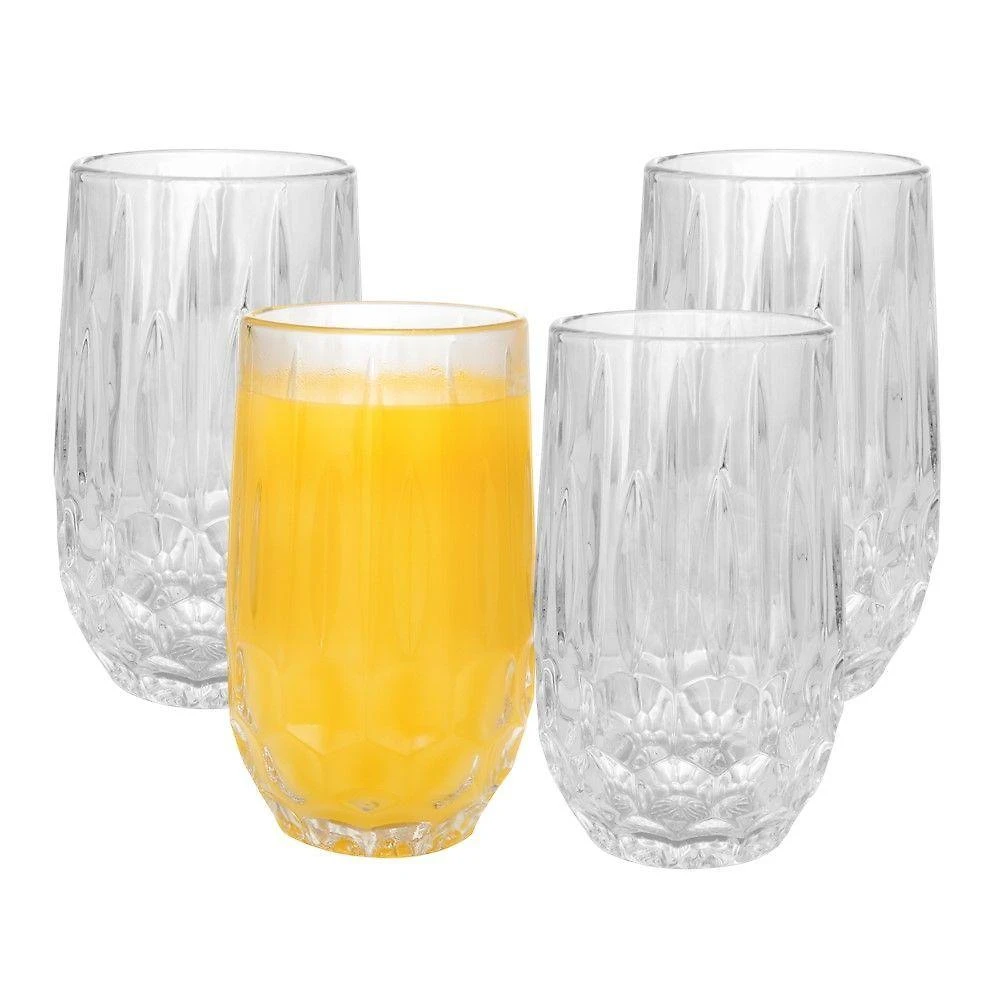 Jogo 4 Copo Alto De Vidro Para água Suco Transparente Galway 350ml Wolff