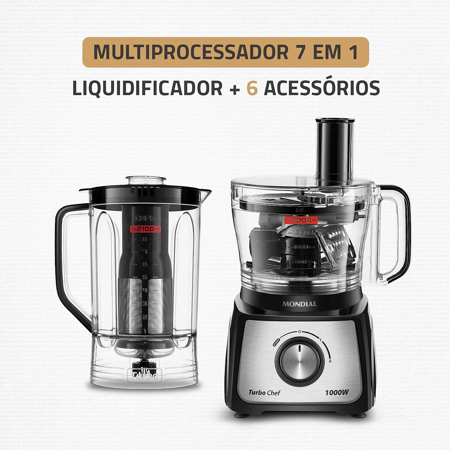 Multiprocessador Turbo Chef 7 em 1 Mondial - MPN-01-BE MULTIPROCESSADOR MPN-01-BE 127V/60Hz .