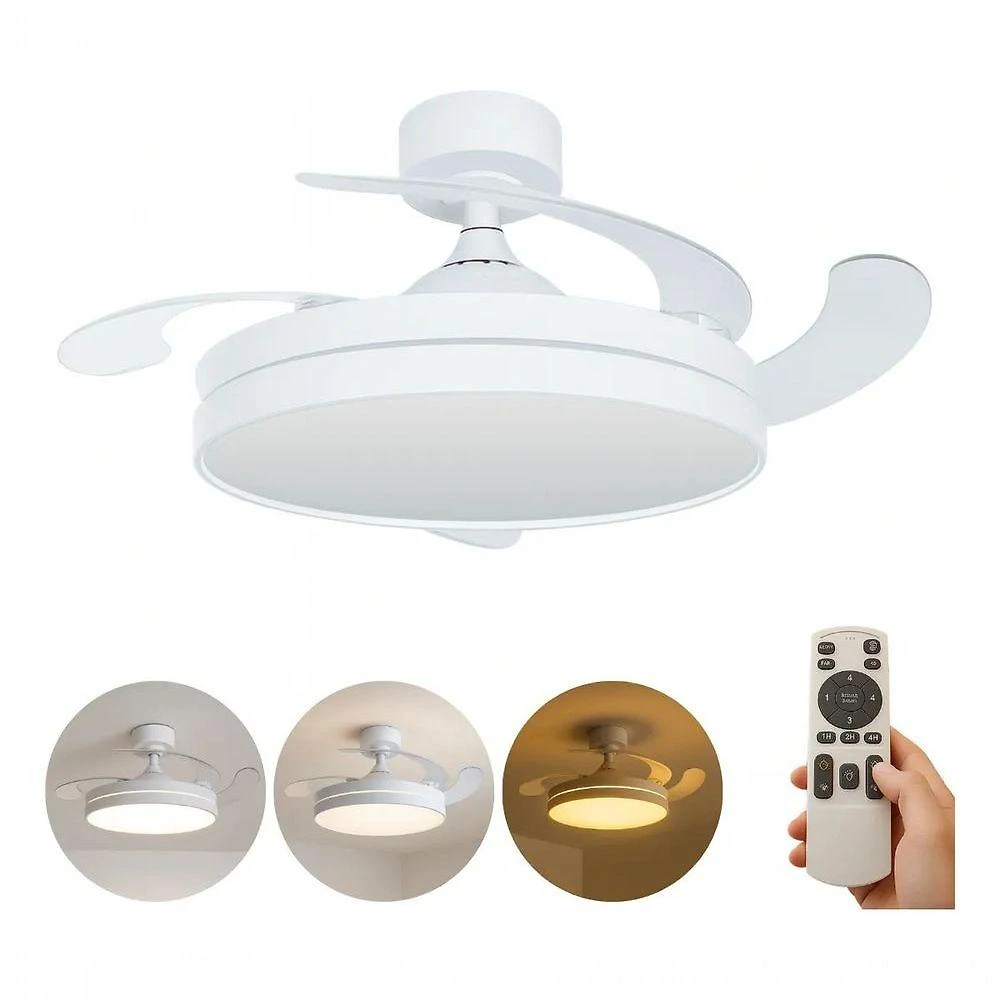 Ventilador de Teto Retrátil Led Silencioso 96W 50cm Branco Bivolt