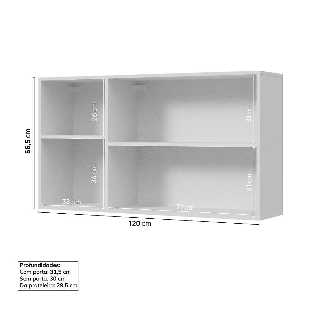 Cozinha Modulada 4 Pçs com Tampo com Cristaleira Marselha Cabecasa Madeiraoriginals Branco/Calcare