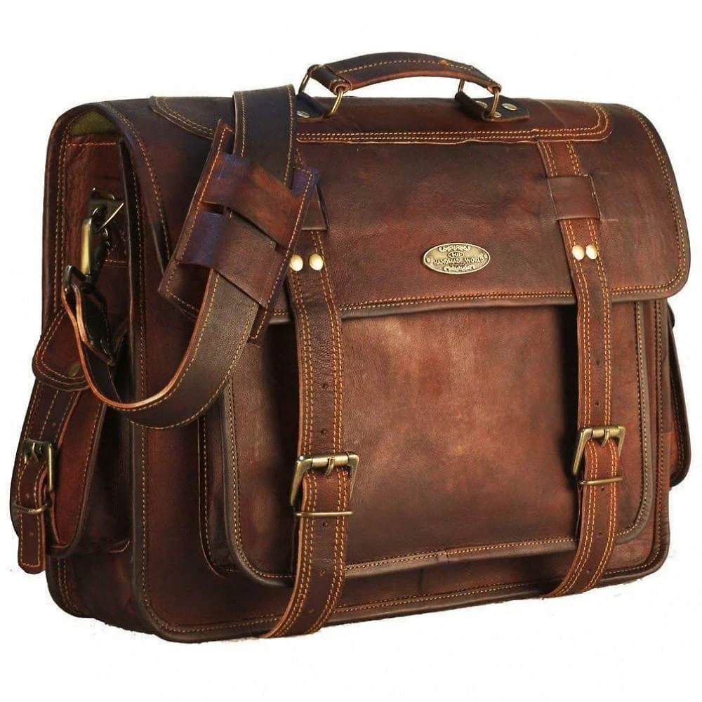 Handmade World 2088 BolsaPasta de Couro Genuíno Masculina