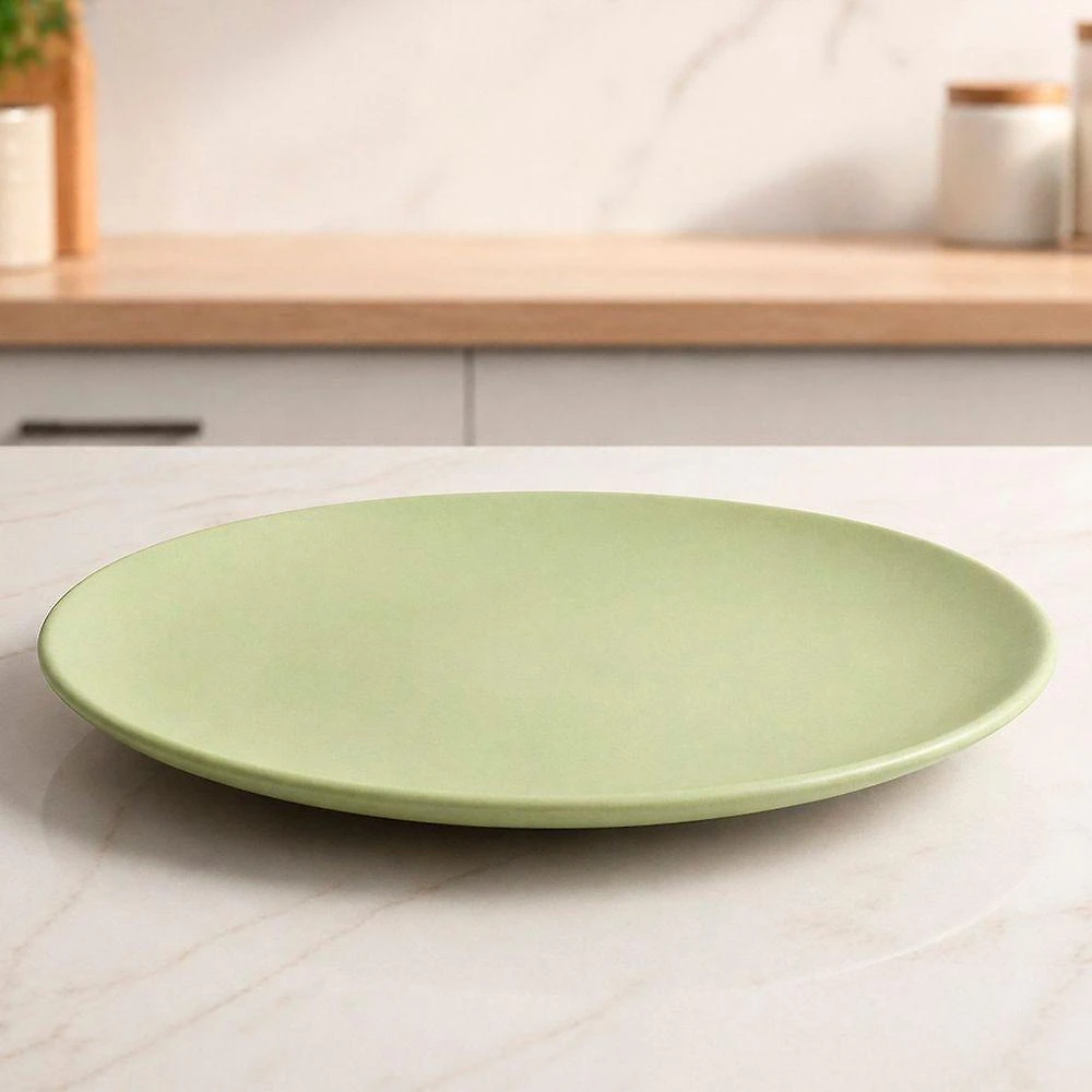 Kit 12 Pratos Sobremesa Unni Oliva Cerâmica Acetinado Verde Oxford