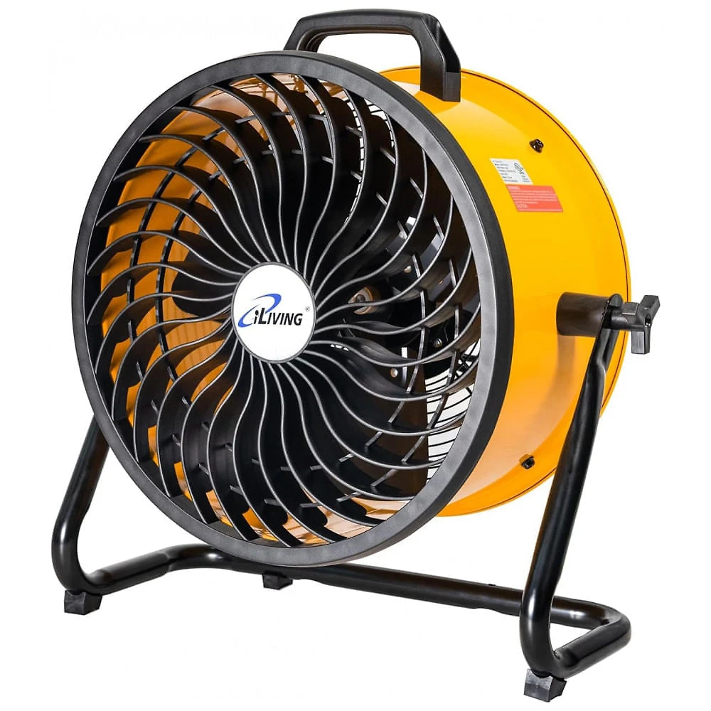 Ventilador iLiving ILG8TF16-DC Amarelo 39,7 cm, 3 Velocidades, Baixo Ruído, 2687 CFM, Motor 162W, Portátil, Piso/Parede, Voltagem 110V