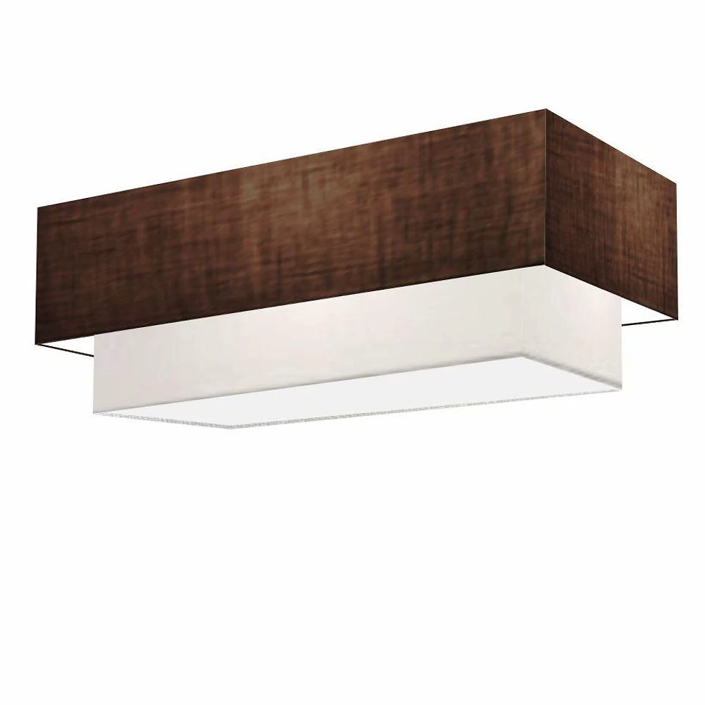Plafon Duplo Retangular Vivare Md-3071 Cúpula Em Tecido 80x40cm X 70x30cm - Bivolt Café-branco 127/220v