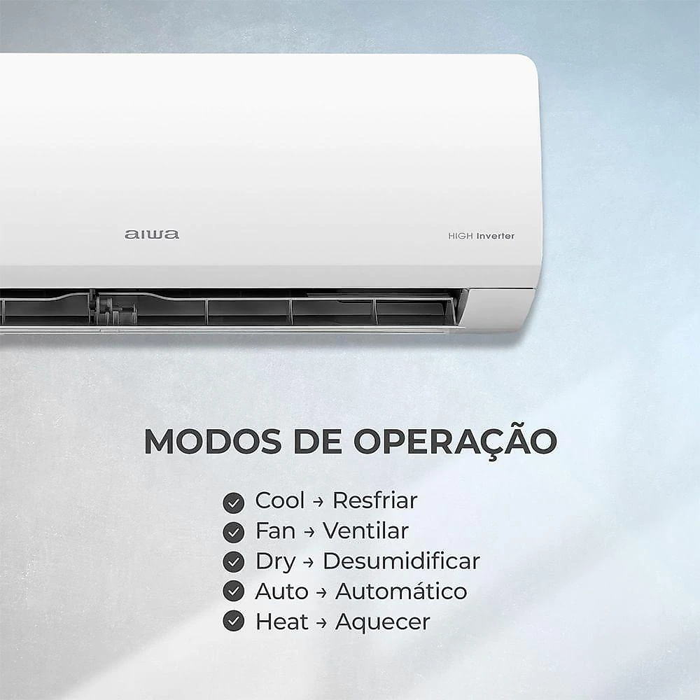 Ar Condicionado Aiwa Split High Wall High Inverter 9.000 Btus Quente E Frio AWS-AC-9QF-EU 220V