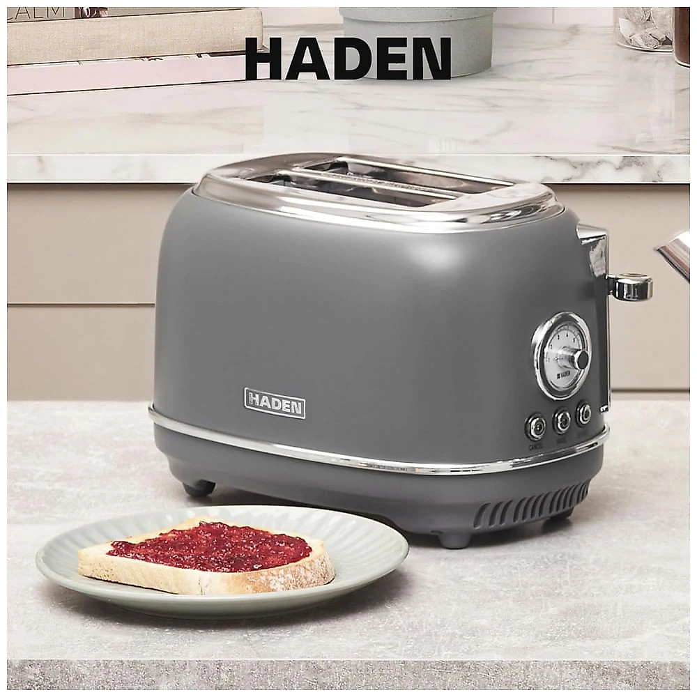 Torradeira HADEN Chelsea inox 2 fatias cinza e cromada com fenda larga e 6 níveis de tostagem 900W 110V