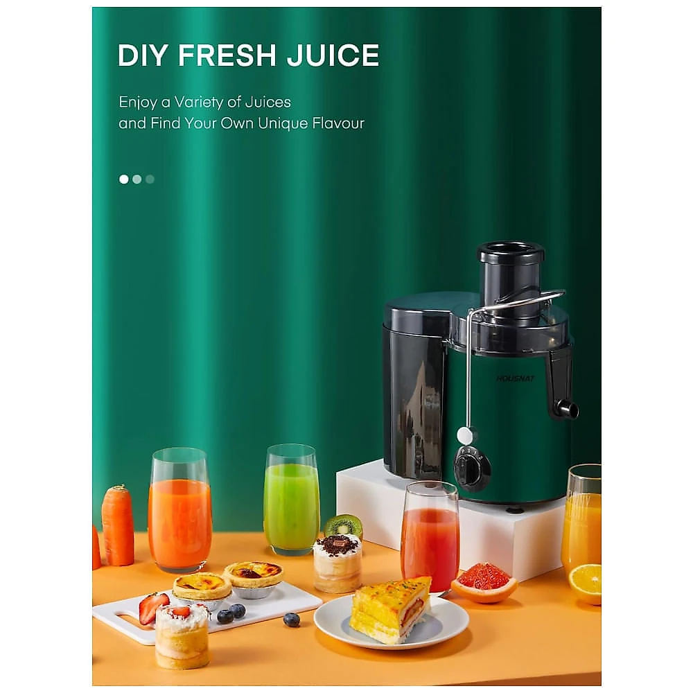 Extrator de Suco HOUSNAT Centrífugo, Potência Máxima de 800W, Bocal Largo de 65MM, Extrai Sucos de Frutas e Vegetais Inteiros, 3 Velocidades para Suco Extrator de Suco HOUSNAT Centrífugo, Potência Máxima de 800W, Bocal Largo de 65MM, Extrai Sucos de Frutas e Vegetais Inteiros, 3 Velocidades para