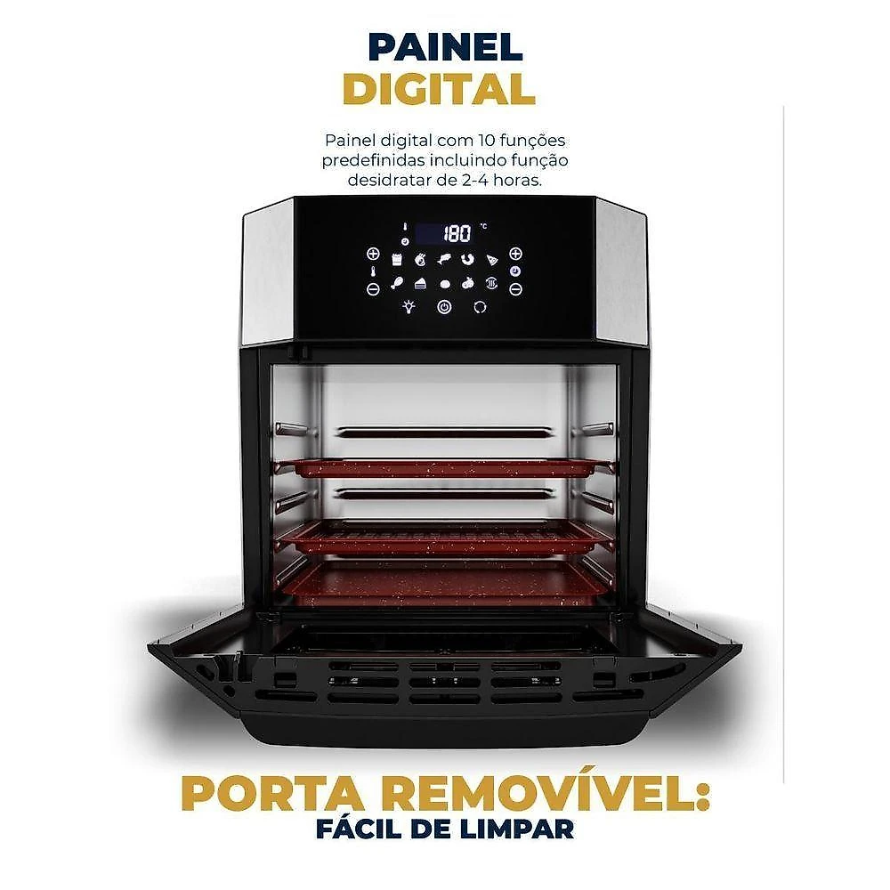 Air Fryer Oven Britânia 16L 4 Em 1 Porta Removível BAF16A 110V