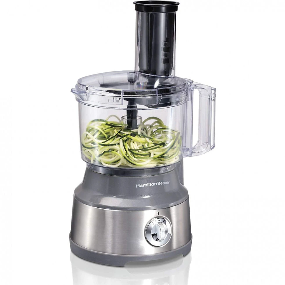 Hamilton Beach Processador de Alimentos com 2 Velocidades Ideal para Legumes, Aço Inoxidável, 110V, 450W, Cinza