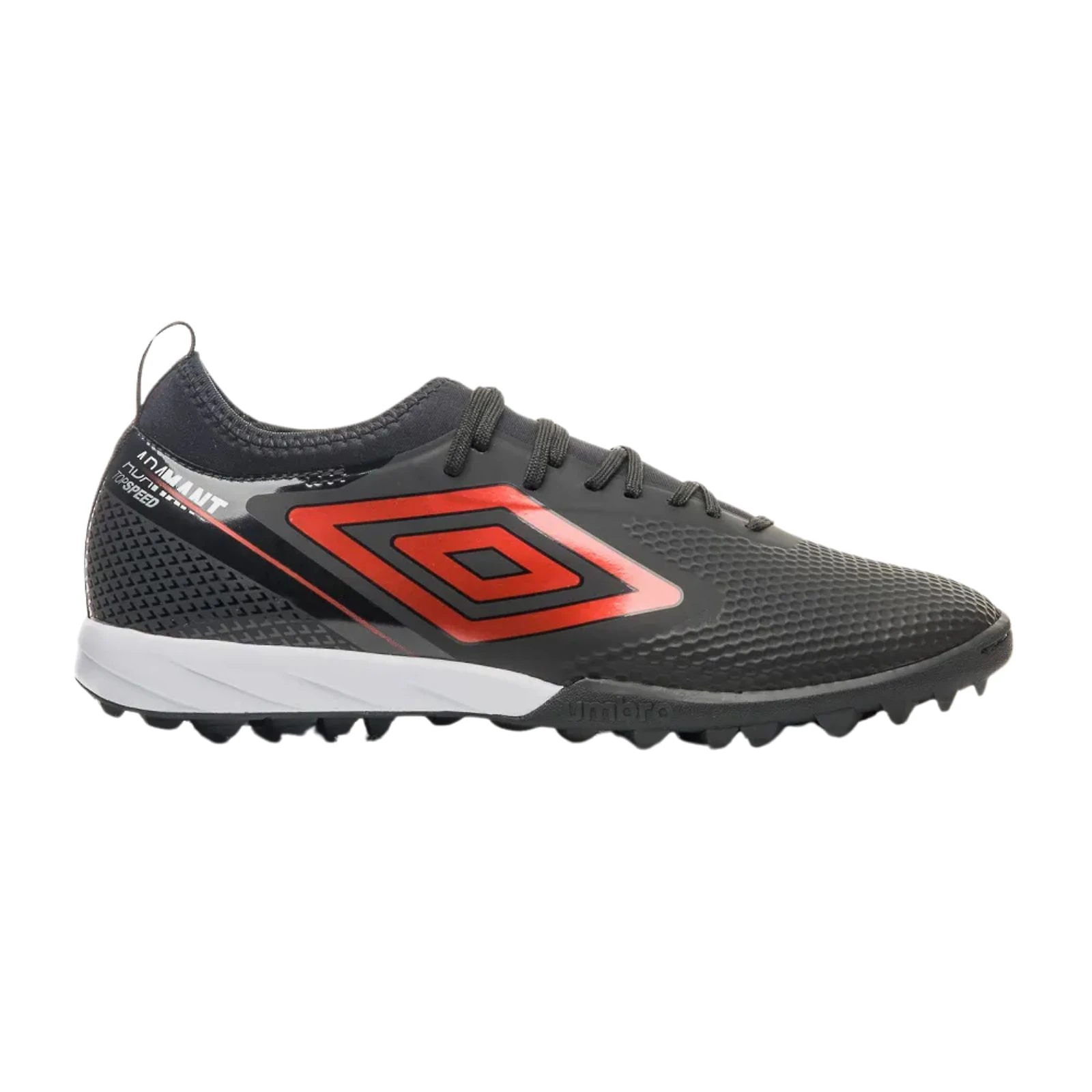 Chuteira Society Umbro Adamant Top Speed Club Preto/Vermelho/Branco