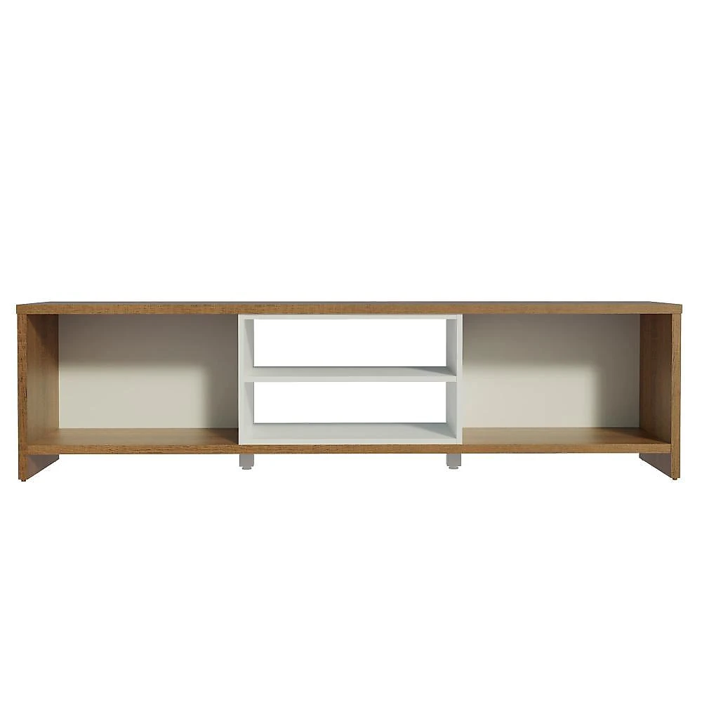 Rack para tv até 75 polegadas madesa metz 180 cm 2 portas - rustic/branco