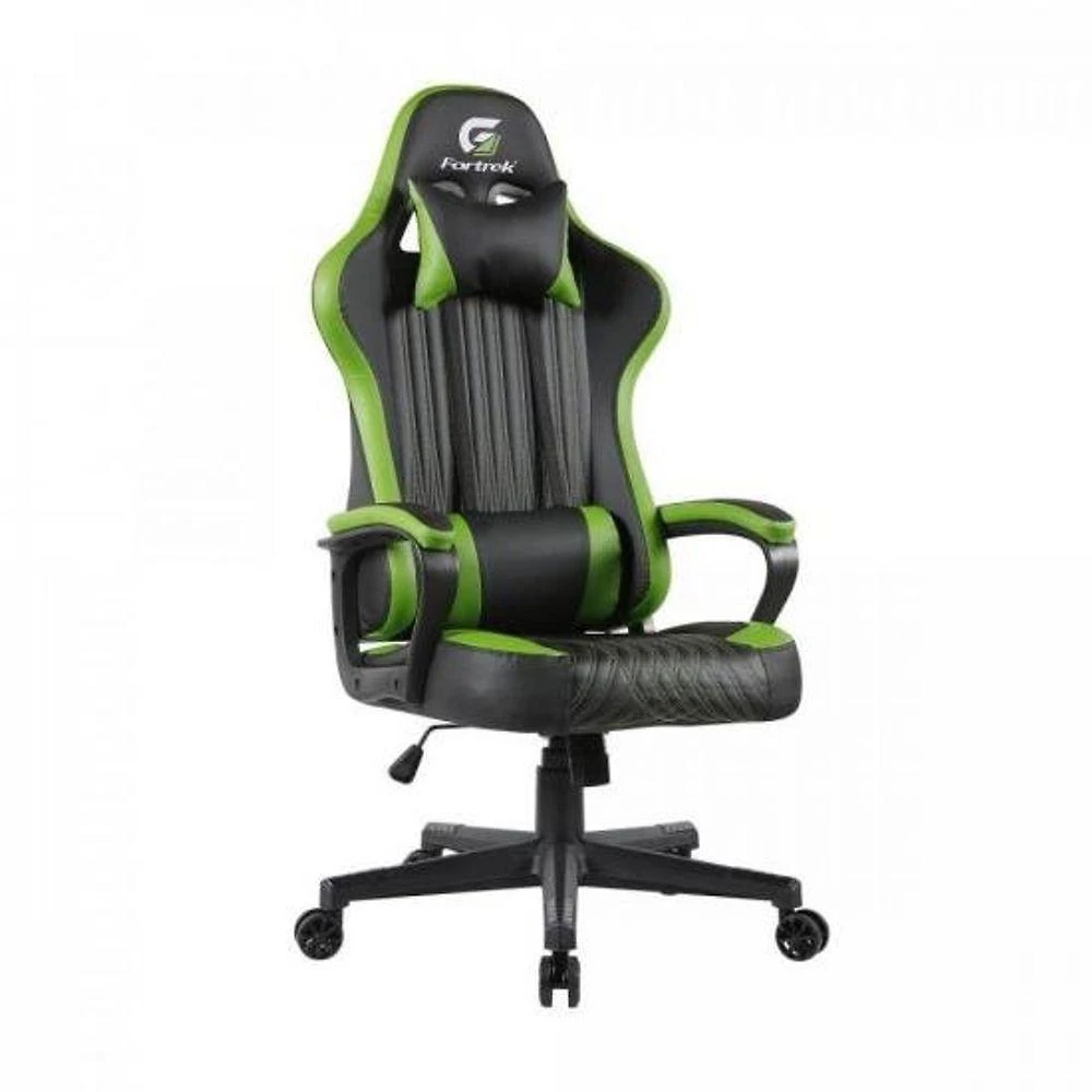 Cadeira Gamer Fortrek Vickers Revestimento em Poliuretano Preto e Verde