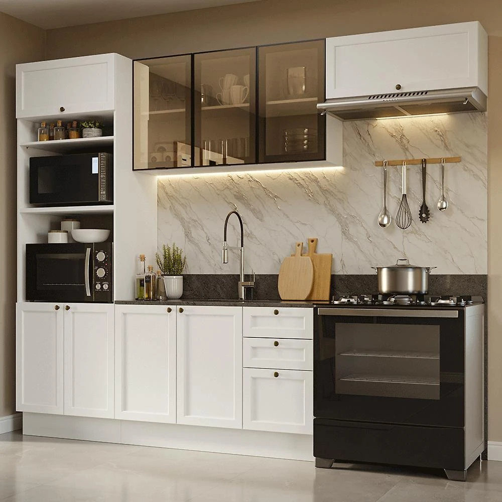 Cozinha Completa Vik 9 Portas 3 Gavetas MDP 270CM Madesa
