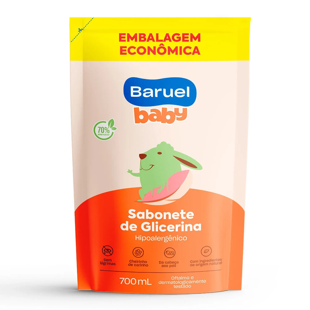 Sabonete Líquido Baruel Baby Glicerina Embalagem Econômica Refil 700ml
