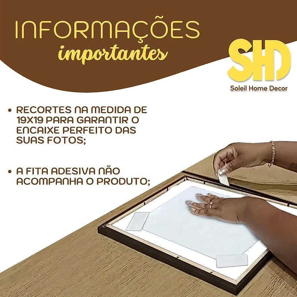 Kit Quadro Porta Retrato 32x32 - Foto 20x20 - Paspatur Branco Cor:moldura Ype;quantidade:kit Com 3 Unidades