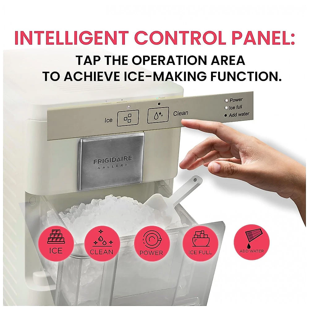 Máquina de Gelo até 19 kg em 24H Portátil com Pepitas Mastigáveis e Crocantes de Bancada, 110V, FRIGIDAIRE EFIC255, Cre...