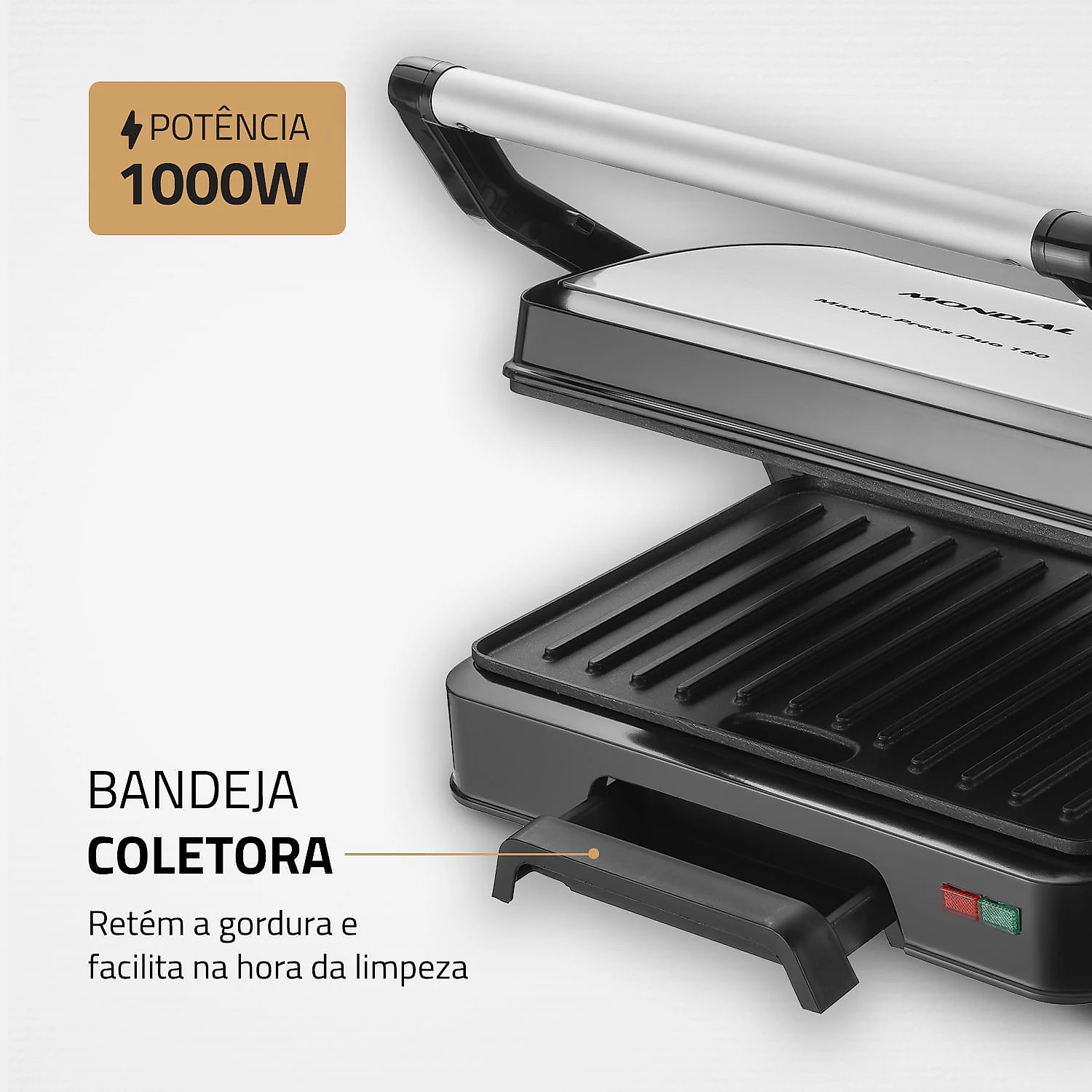 Master Press Duo 180  Mondial Preto/Inox PG-01-180 PRESS GRILL PG-01-180 127V/60HZ