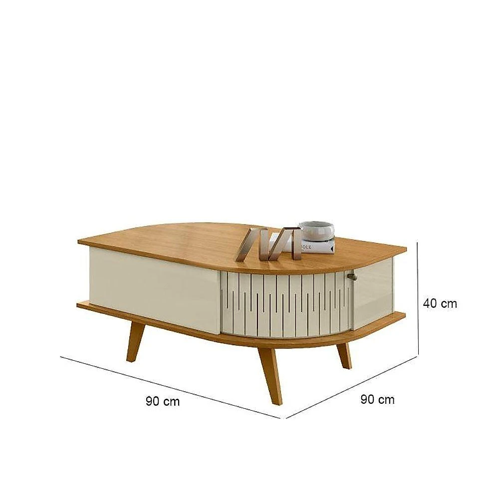 Estante Home Theater Com Bancada Suspensa Luna Com Mesa De Centro Indianápolis Cumaru - Madetec