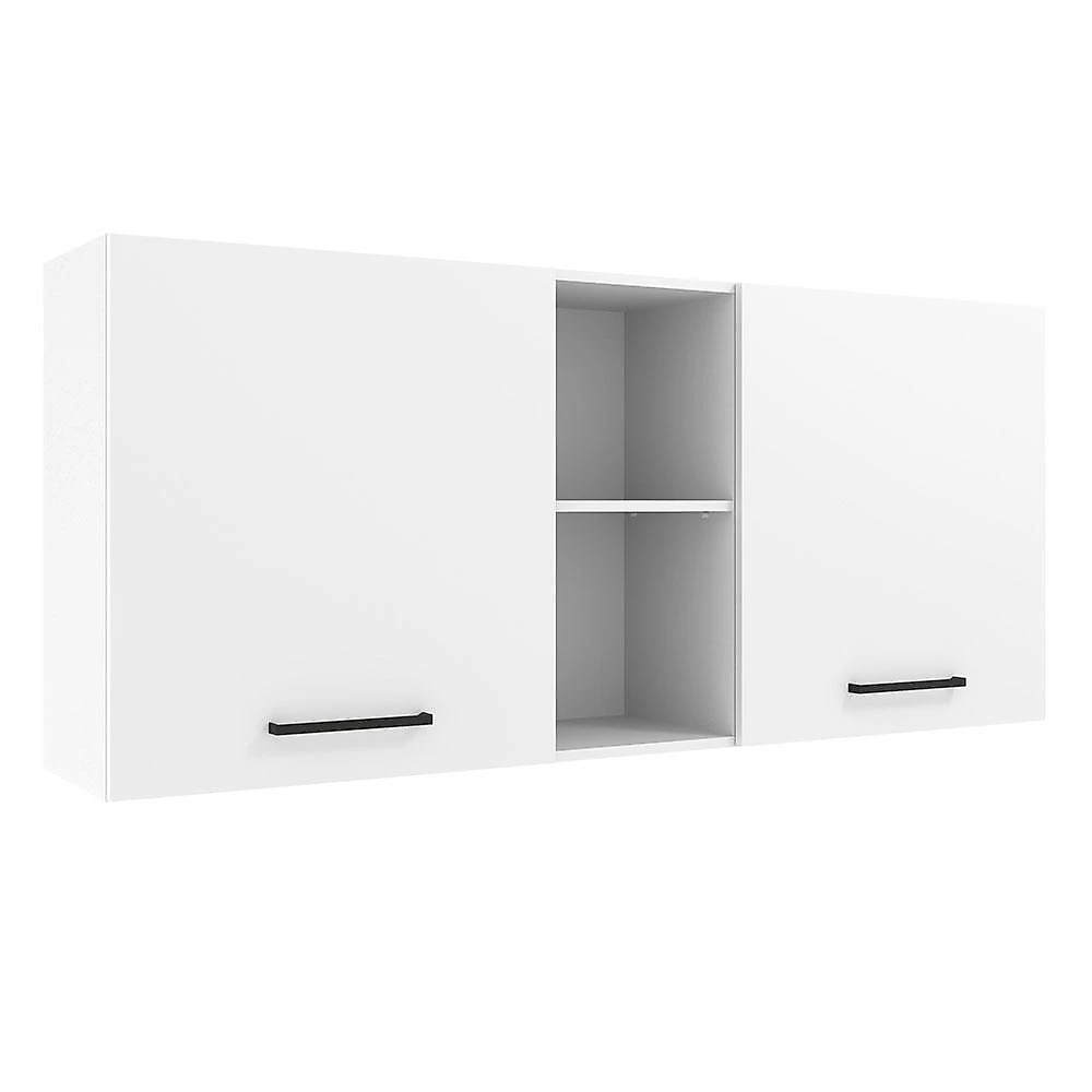 Armário de cozinha aéreo 150 cm 2 portas e 2 nichos branco agata madesa
