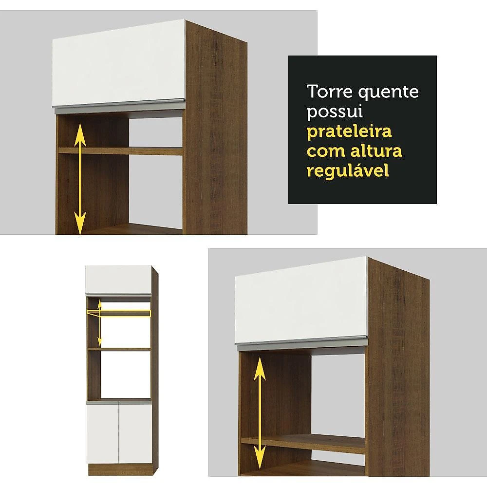 Cozinha completa madesa vicenza com armário e balcão (sem tampo e pia) - rustic/branco/crema rustic/branco/bronze