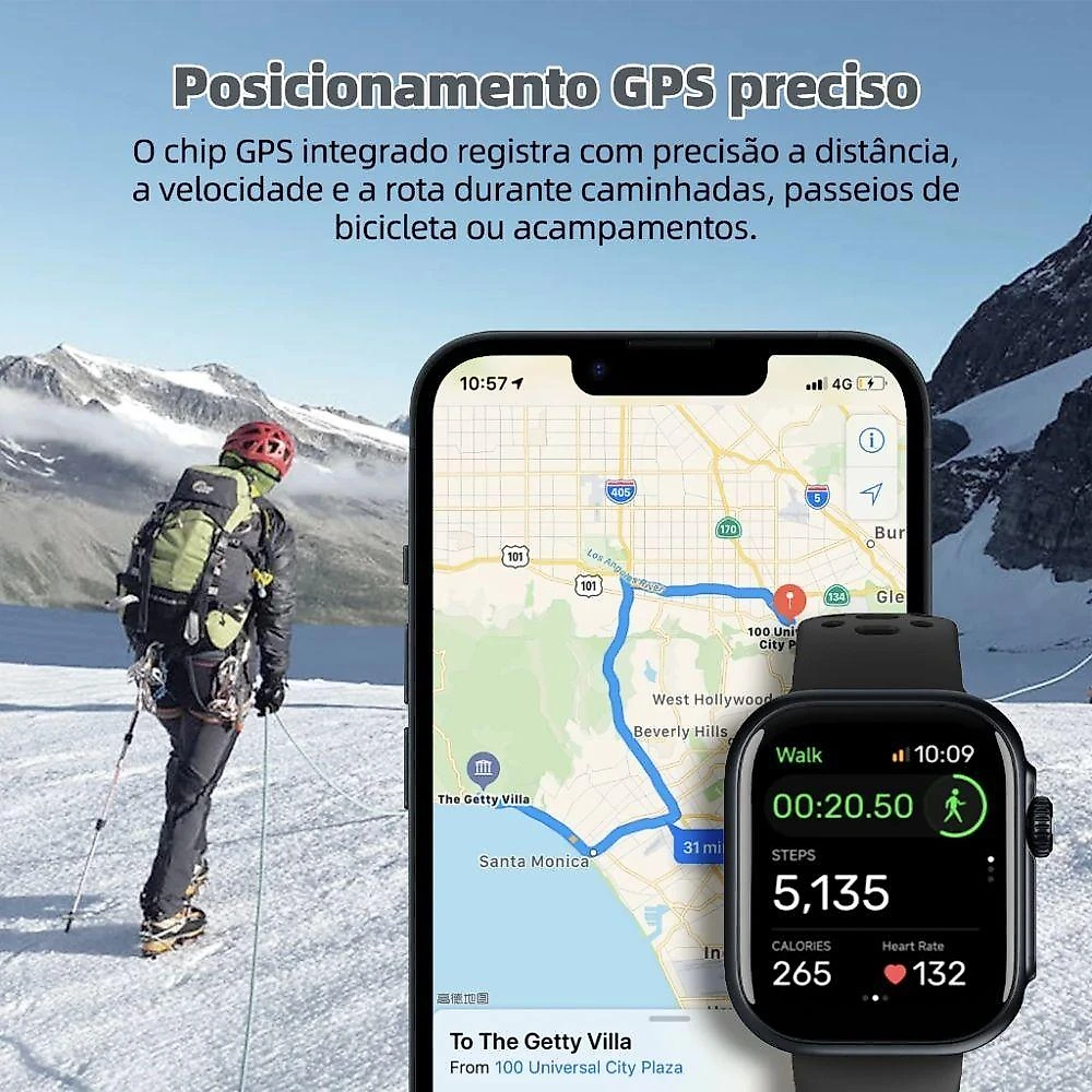 Smartwatch D20 Krikiai 1,85" HD com Monitoramento Saúde 5 Dias de Bateria Prata