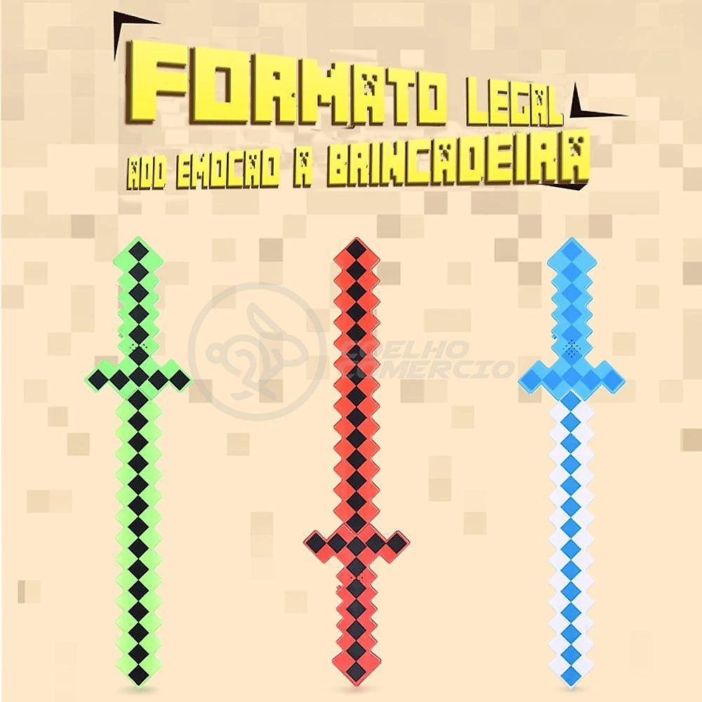 Brinquedo Espada Pixel Minecraft 58cm à Pilha vermelho
