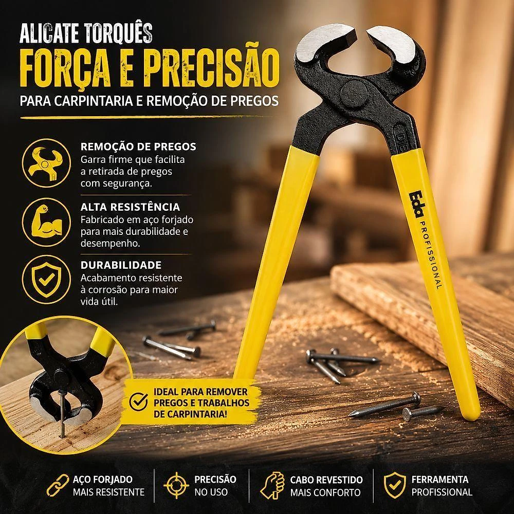 Torques Carpinteiro 7 Polegadas 6FC Multiuso para Corte de Cabos e Arames EDA Profissional webcontinental-7736214802590