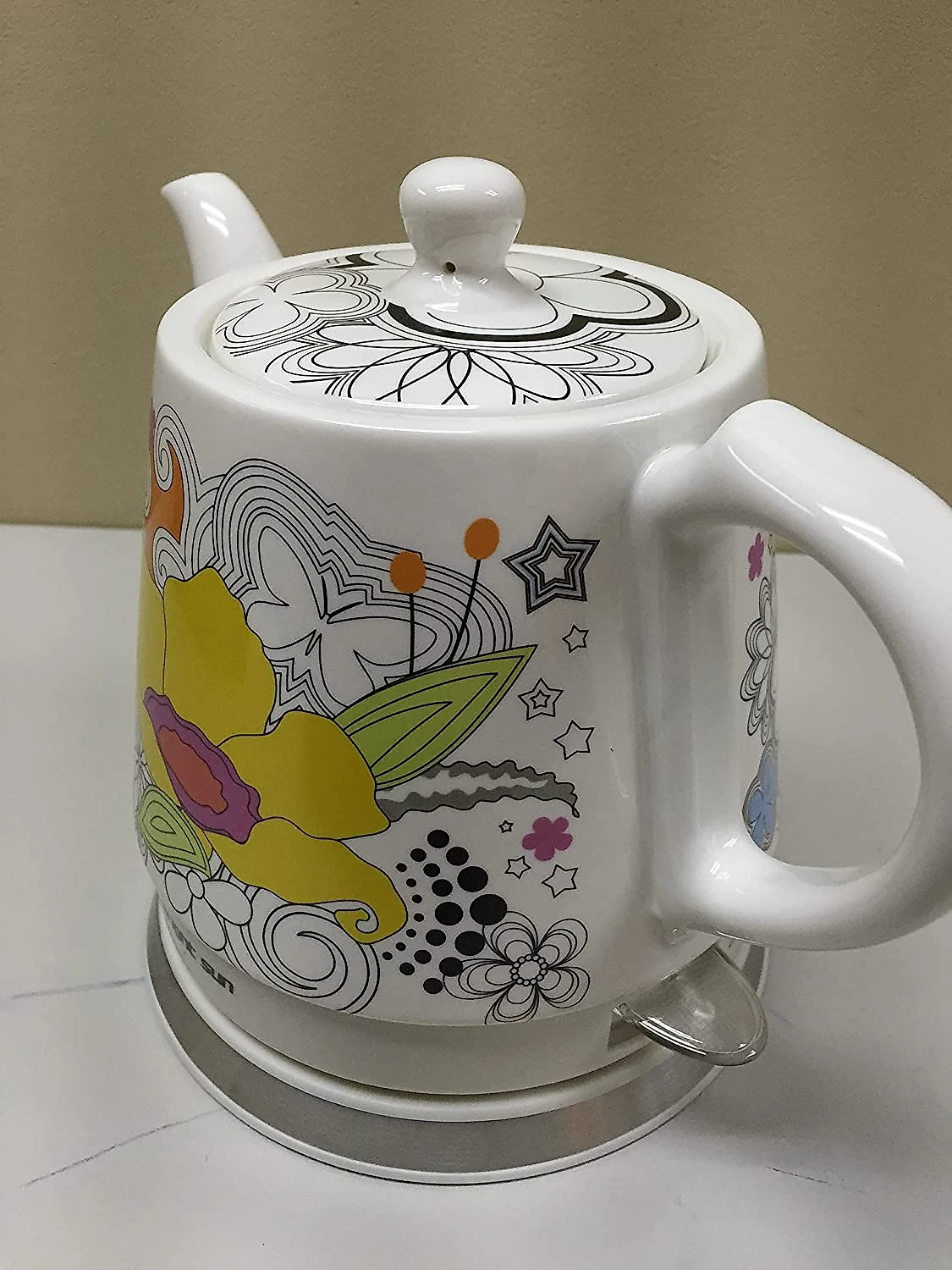 FixtureDisplays Chaleira Elétrica 12L com Desligamento Automático Ceramica 110V1000W Floral