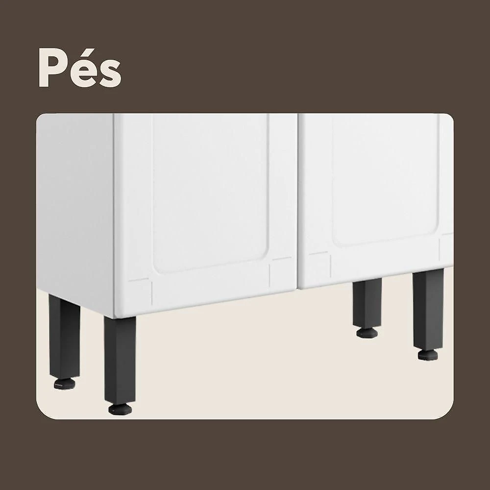 Cozinha De Aço Compacta 6 Portas 2vid Preto Branco Bertolini Preto/branco