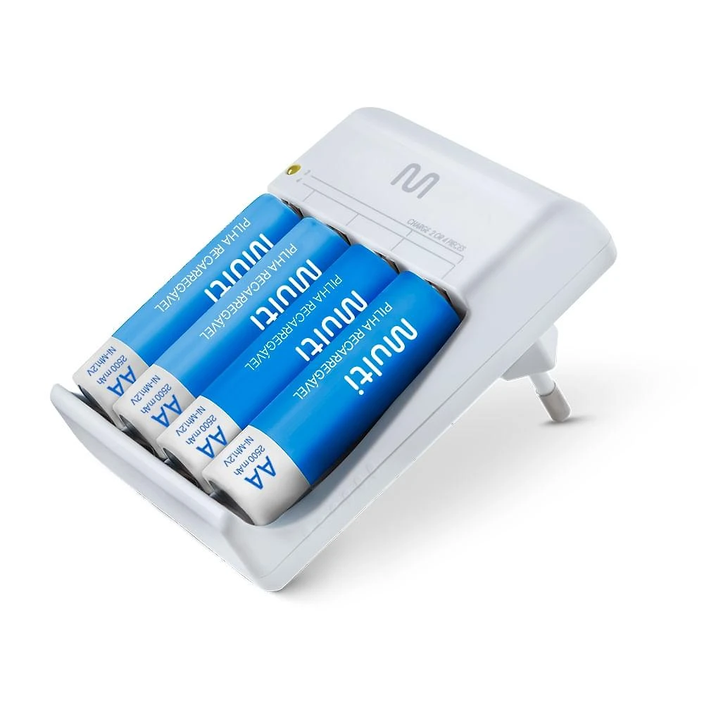 Carregador de pilhas multilaser aa/aaa + 4 pilhas aa 2500mah - cb054