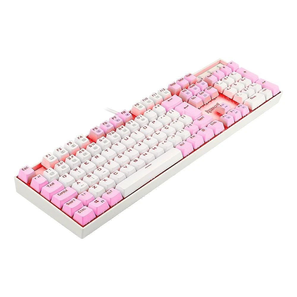 Teclado Mecânico Gamer Redragon Single Color Mitra, Switch Blue, ABNT2, Branco e Rosa - K551WP (PT-BLUE)