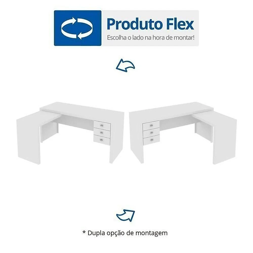 Kit 4 Peças com 2 Mesas Escritório em L e  2 Armários Multiuso Conjunto de Escritório 2 Mesas em L 3 Gavetas 2 Armários 5 Prateleiras Branco