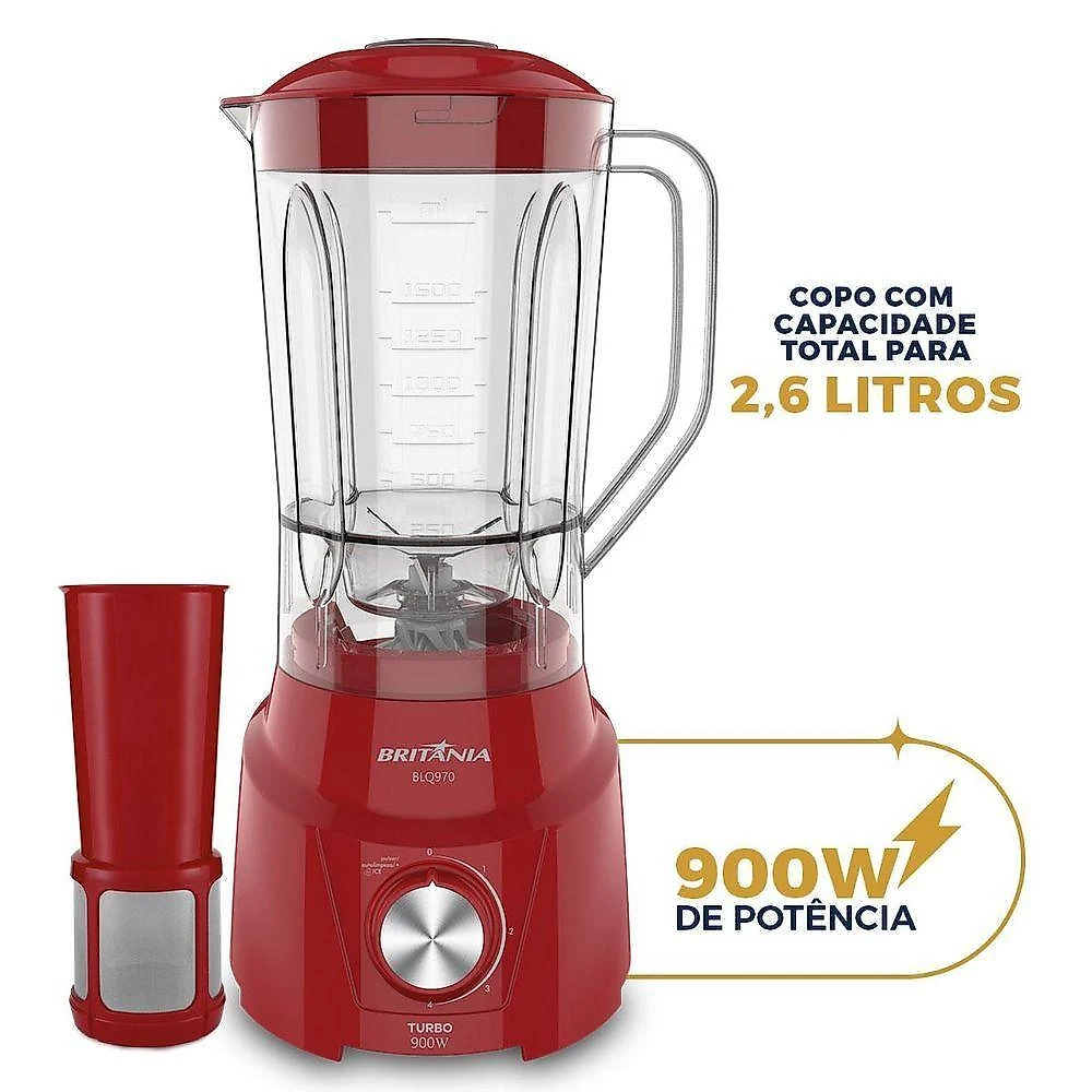 Liquidificador Britânia BLQ970 Turbo 900W 2,6L 110V