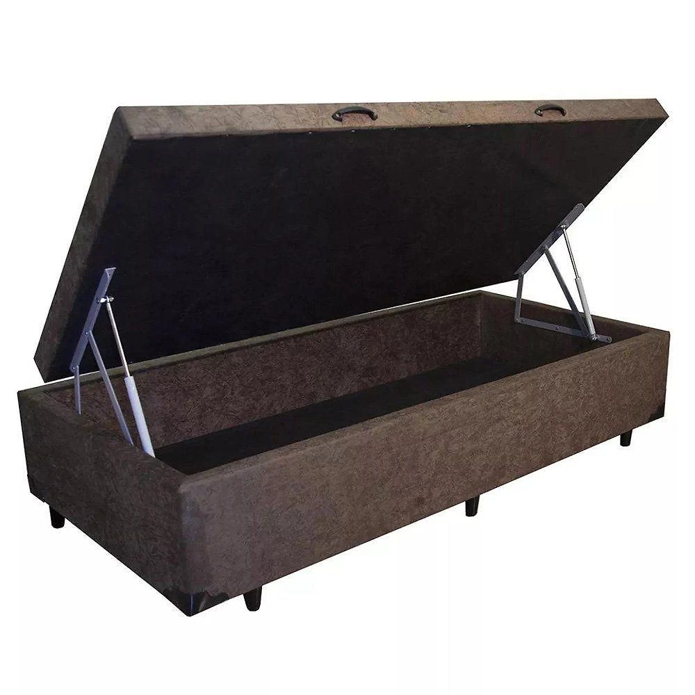 Cama Box Baú Solteirão Loja Xerife Suede Marrom 41x96x203