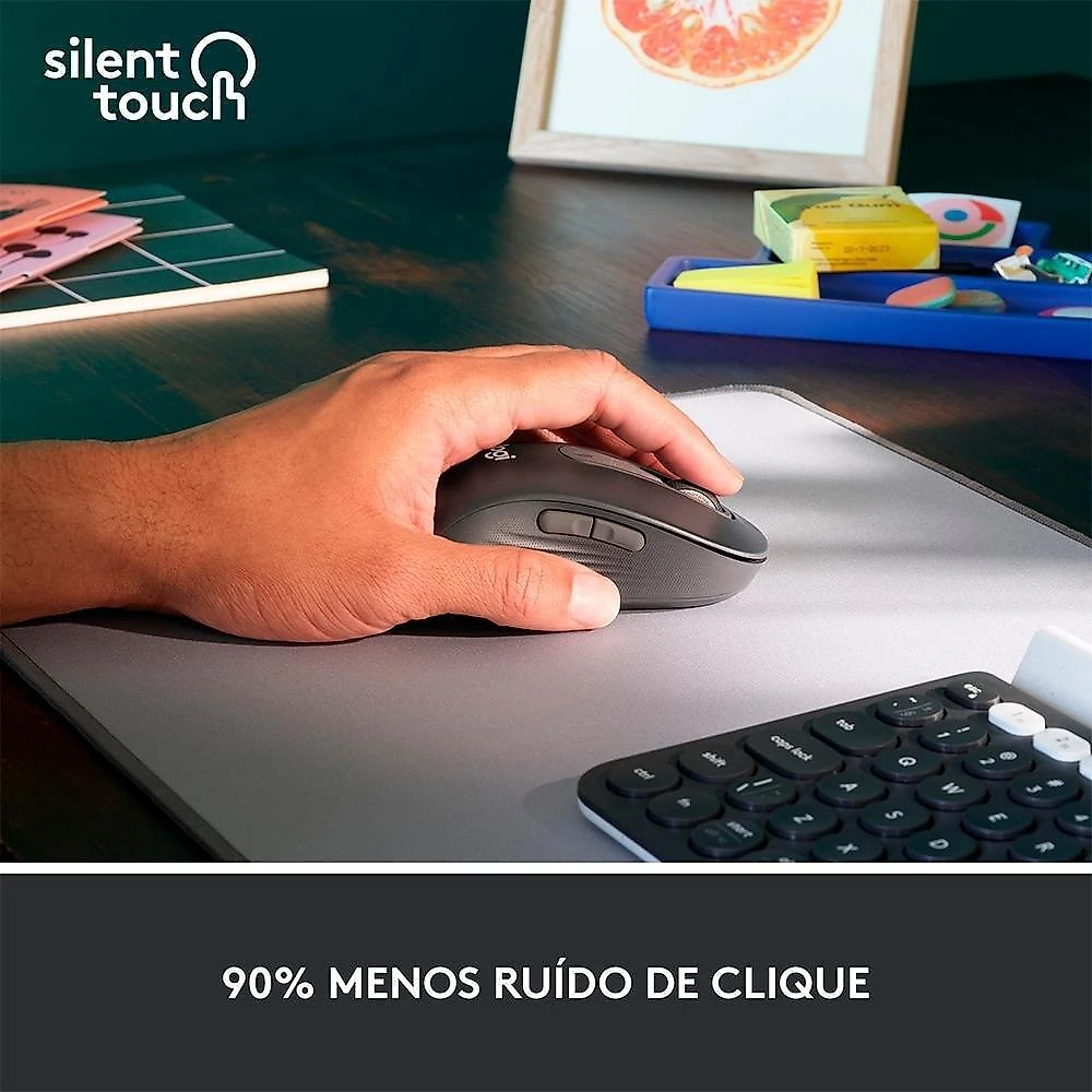 Mouse Sem Fio Logitech Signature M650 L Esquerdo, 2000 DPI, para Canhotos, Bluetooth, USB, Grafite - 910-006234