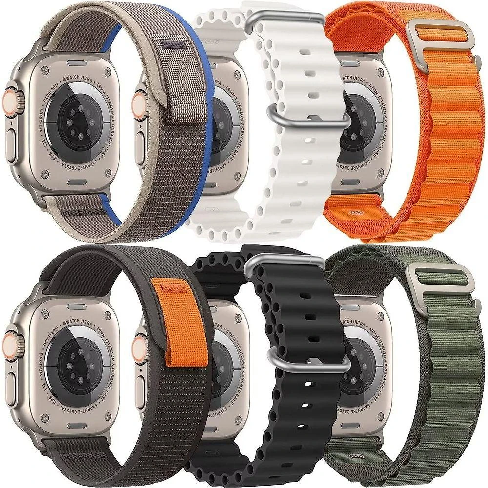 6 Pulseiras Para Trilha Trail Alpine Compatíveis Com Apple Watch Ultra De 38mm, 39mm, 40mm, 41mm De Nylon Para Apple Wa