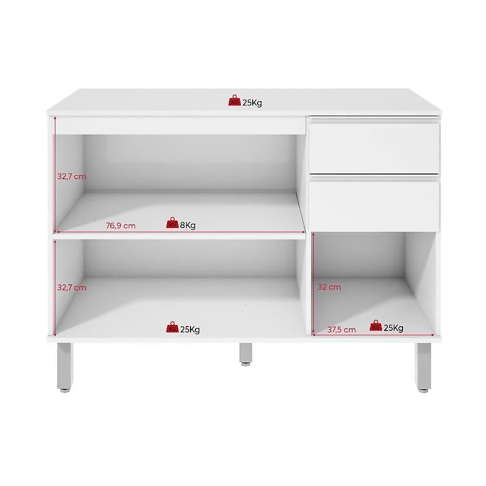 Cozinha Modular Nina 6 Portas 2 Gavetas MDP 119CM Branca com Amêndoa Móveis Lopas