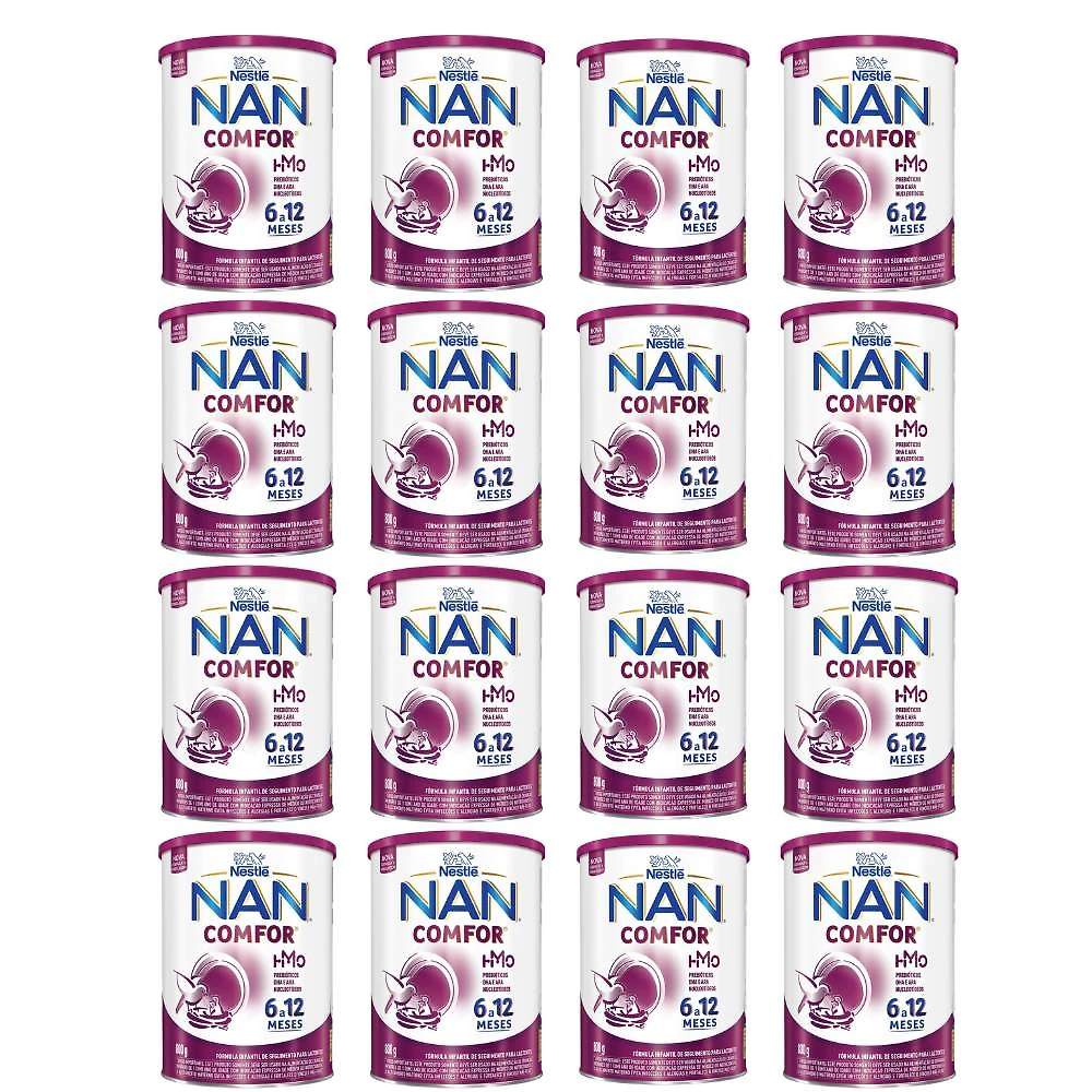 Kit 16 Fórmula Infantil NAN Comfor HMO de 6 a 12 meses 800g
