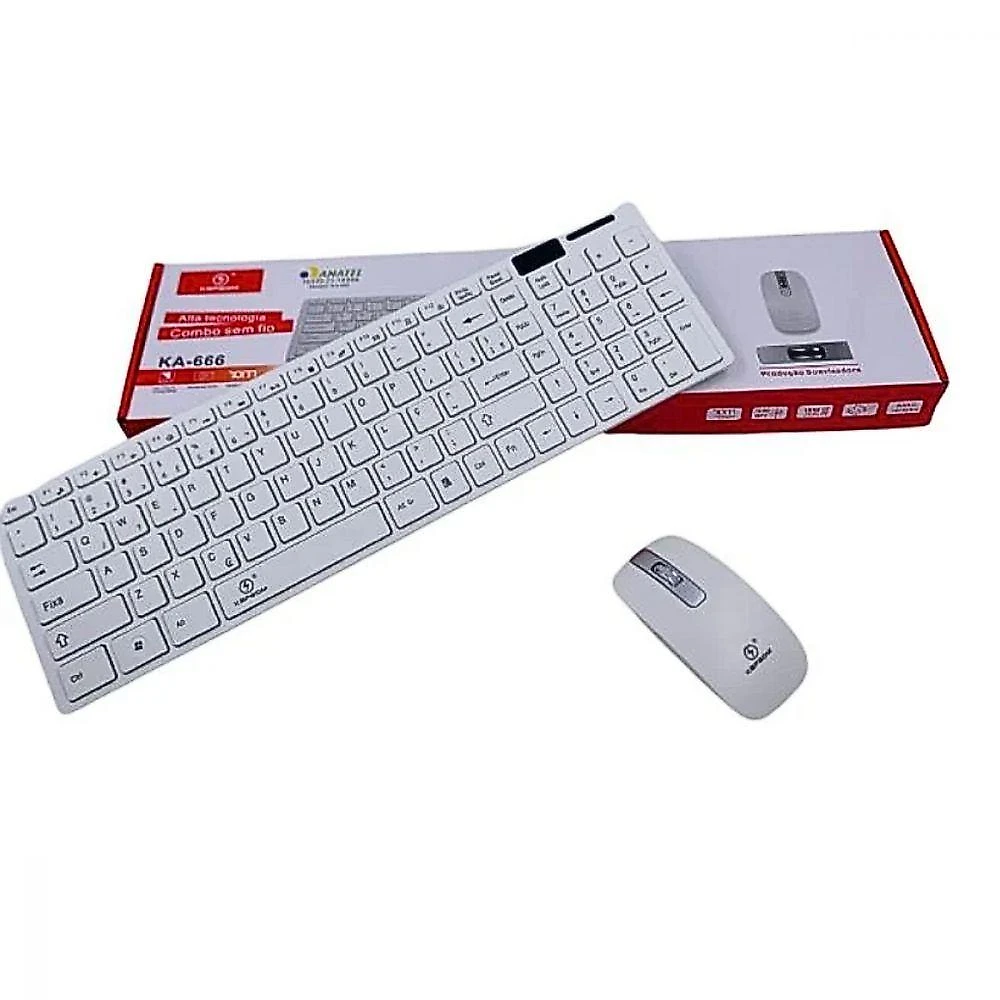 Teclado E Mouse Com Receptor Sem Fio Abnt2