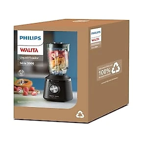 Liquidificador Philips Walita Série 3000 HR2272 700W 2L Jarra de Vidro 5 Velocidades Preto 110V