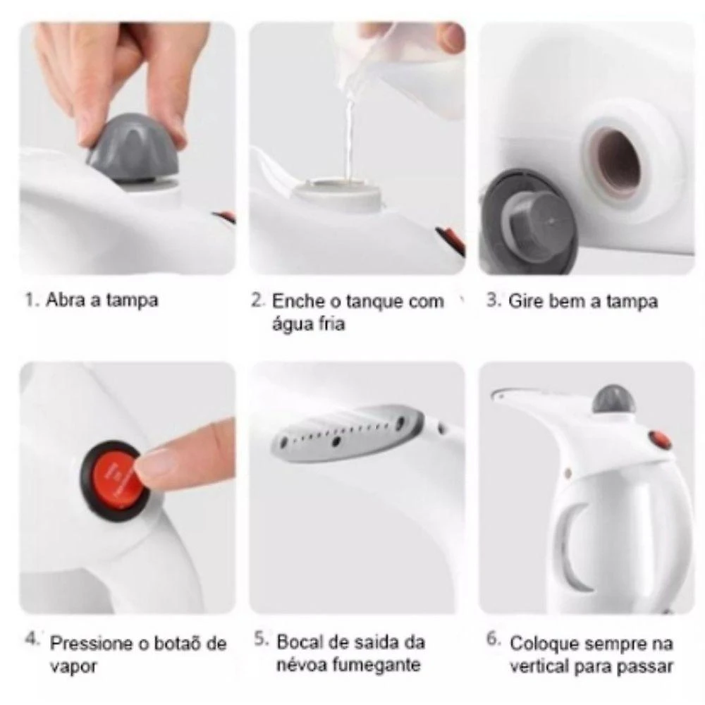 Passadeira a Vapor Portátil OEM 800W com Escovas de Cerdas Branco e Rosa 110V