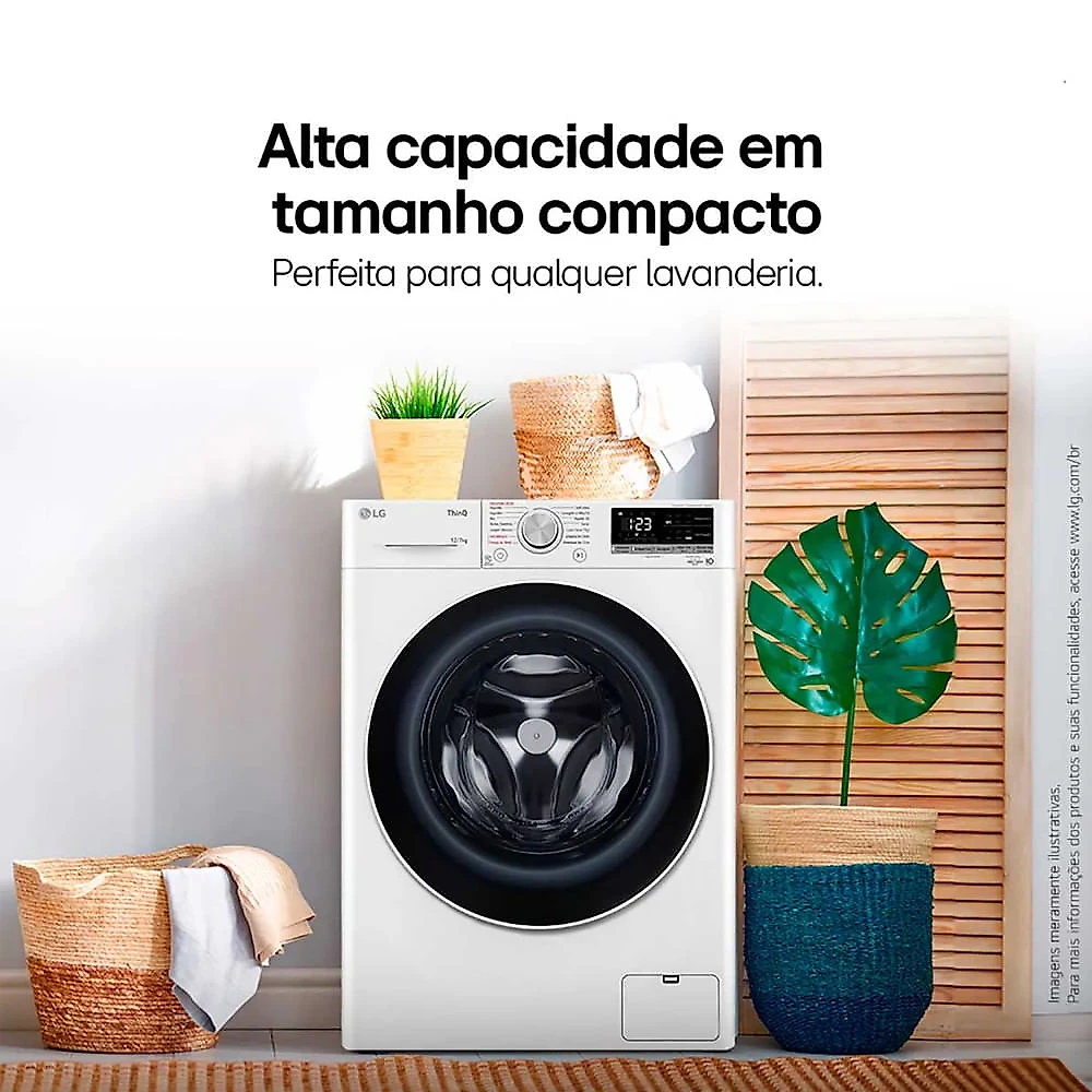 Lava e Seca Smart LG VC4 12kg com Inteligência Artificial AIDD CV5012WC4 Branco - 110V