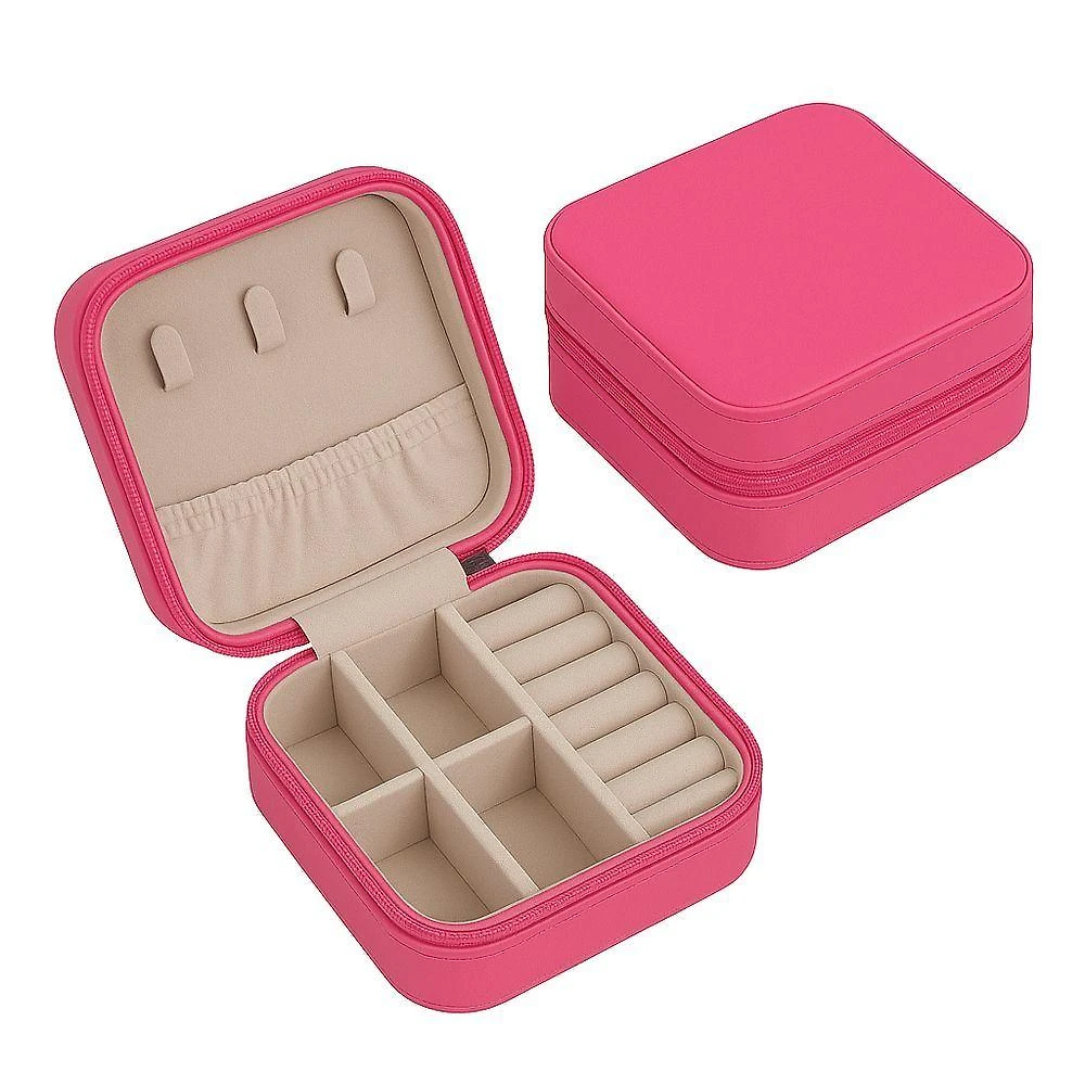 Porta-jóias de Viagem Outras Marcas Mini em Couro Sintético Rosa Claro Feminino