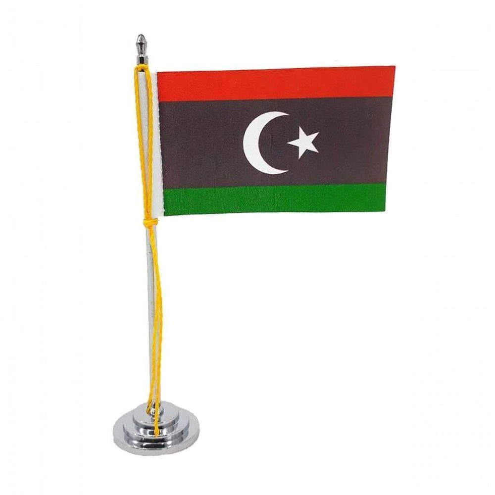 Mini Bandeira De Mesa Da Líbia 15 Cm Poliéster